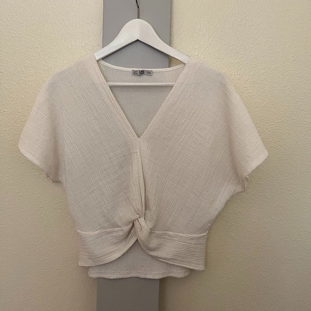 Small White Zara Short Sleeve Top